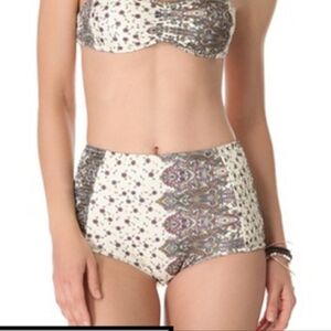 RARE! EUC Free People Tallow Swim paisley bikini boyshort bottoms